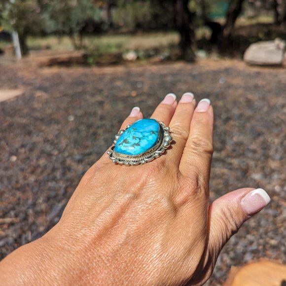 Navajo Native American Ring Women's Turquoise Sterling Silver NA Jewelry - Picture 9 of 10